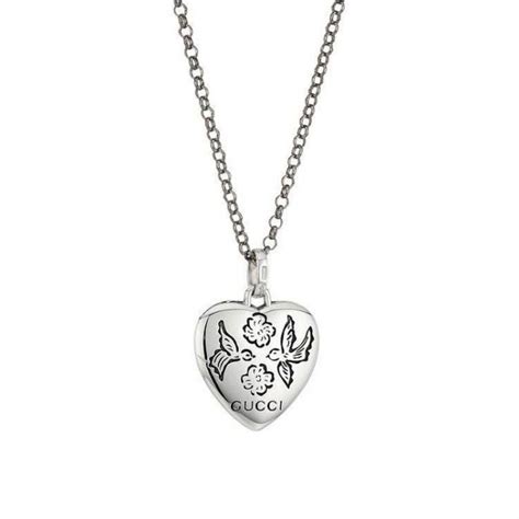 gucci sterling silver blind for love heart pendant|Blind For Love' necklace in silver .